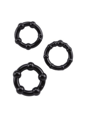Pack 3 cockring noir avec billes - COR005BLK
